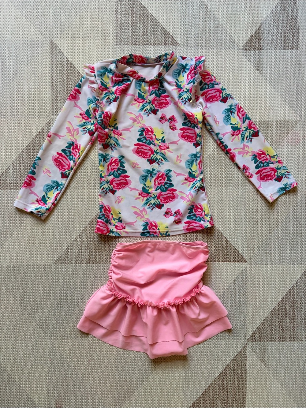 Floral 2-Piece Swimsuit (Size 120, 5/6Y)